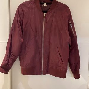 Burgundy bomber jacket
